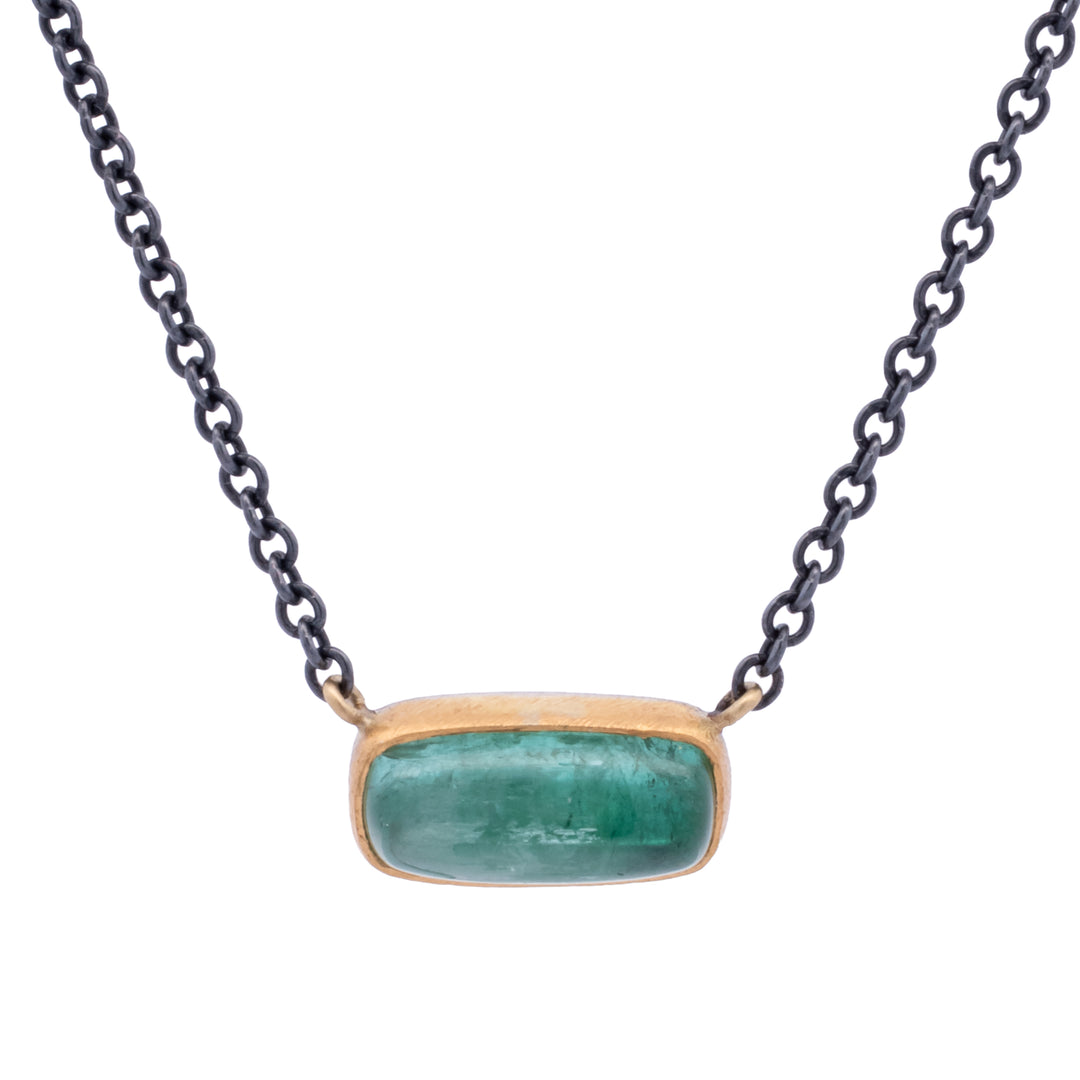 Small Rectangular Green Tourmaline Necklace