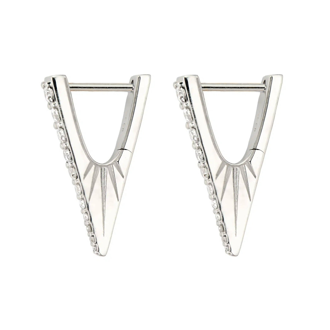 Small Diamond V Hoop Earrings