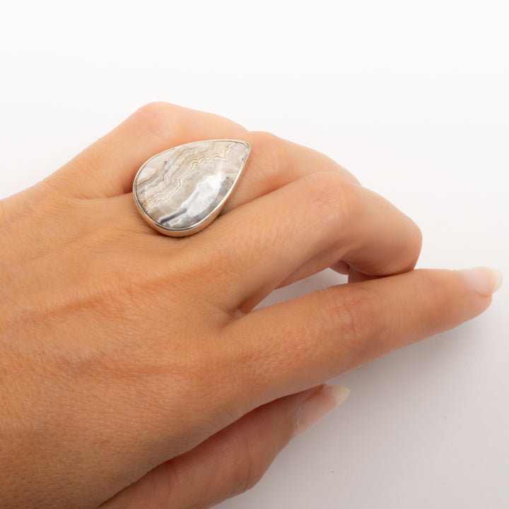 Teardrop Crazy Lace Agate Ring