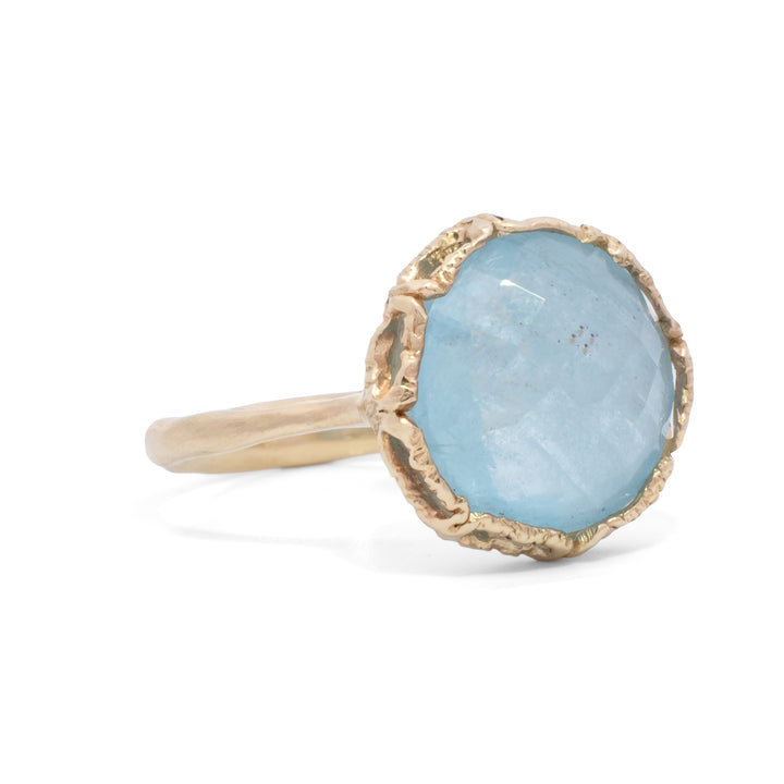 Round Faceted Aquamarine Ring