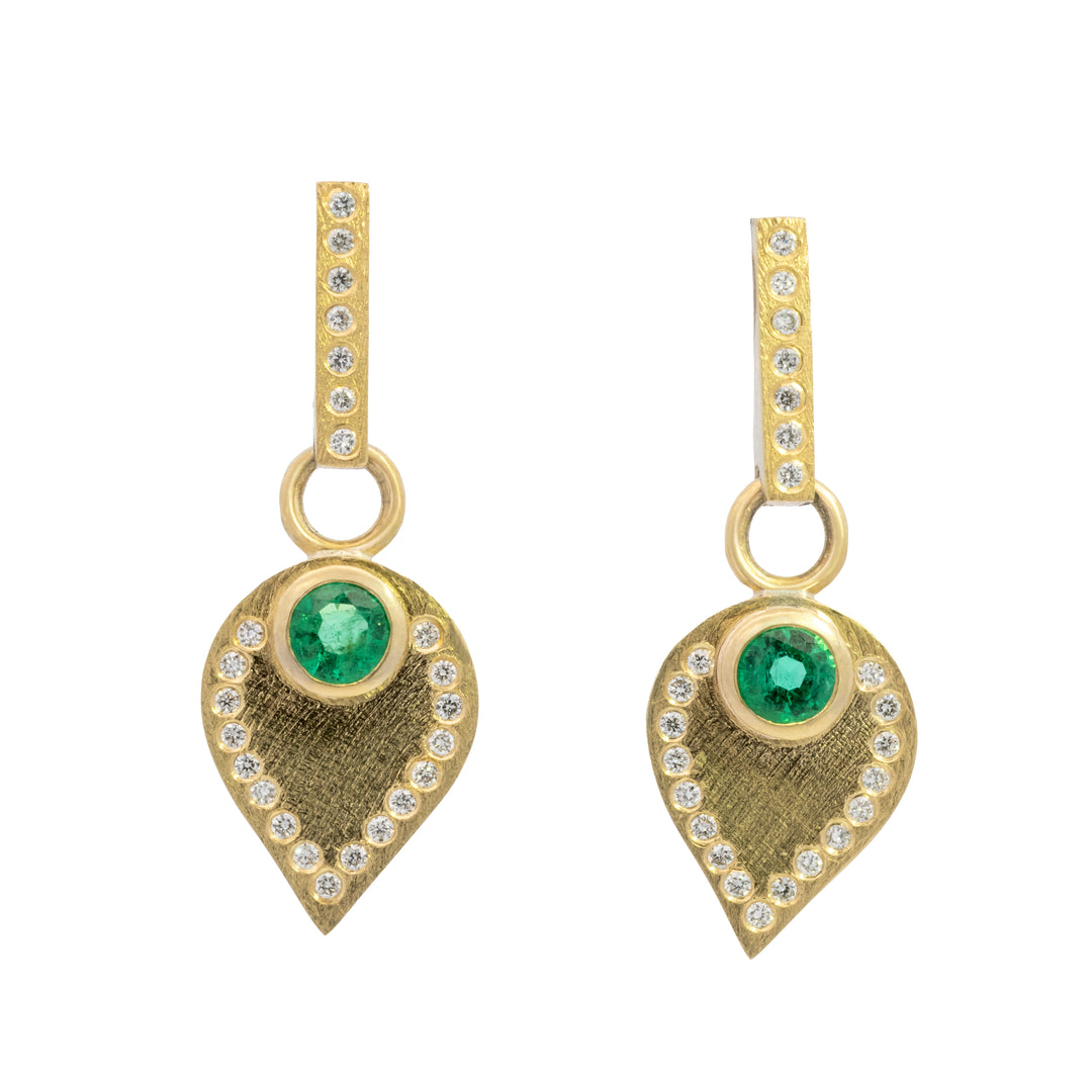Trunk Show Cleo-Porto Medium Emerald and Diamond Drop Earrings
