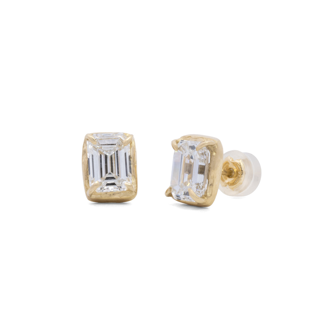 2.00 tcw Emerald Cut Lab Grown Diamond Post Earrings