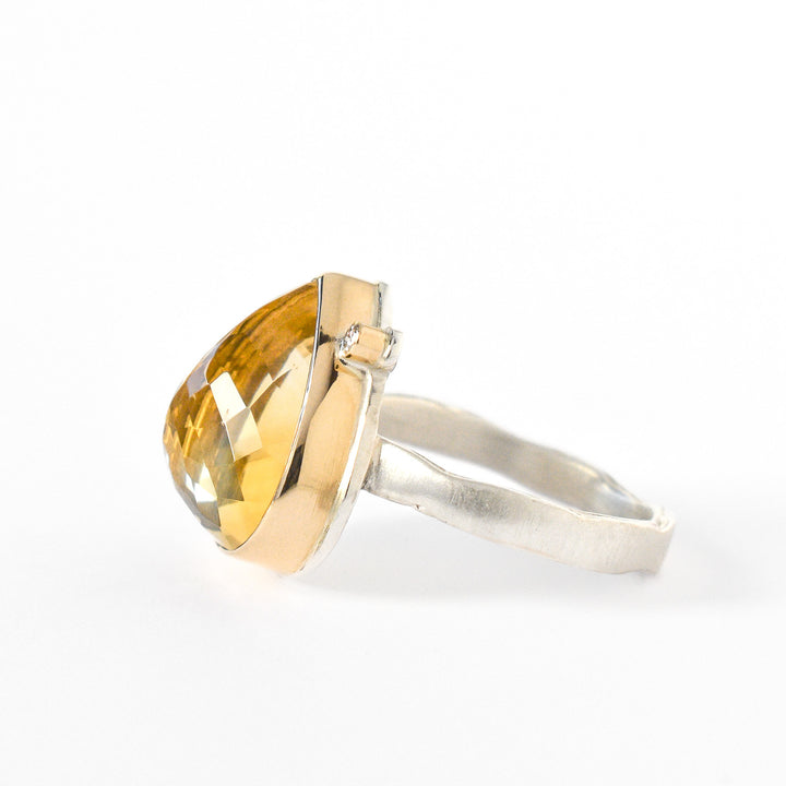 Inverted Citrine Lotus Ring