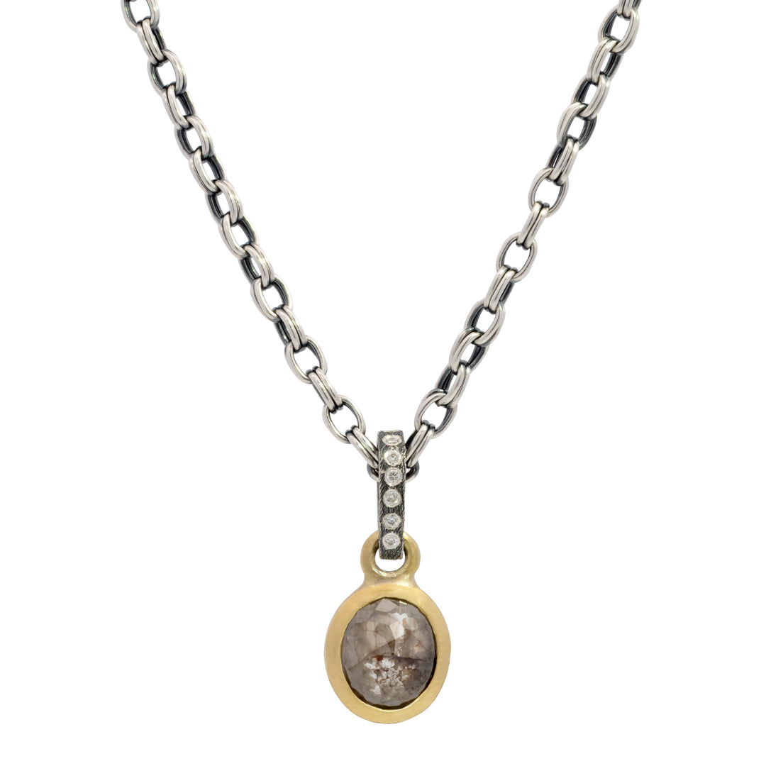 Trunk Show Oval Rustic Diamond Pendant