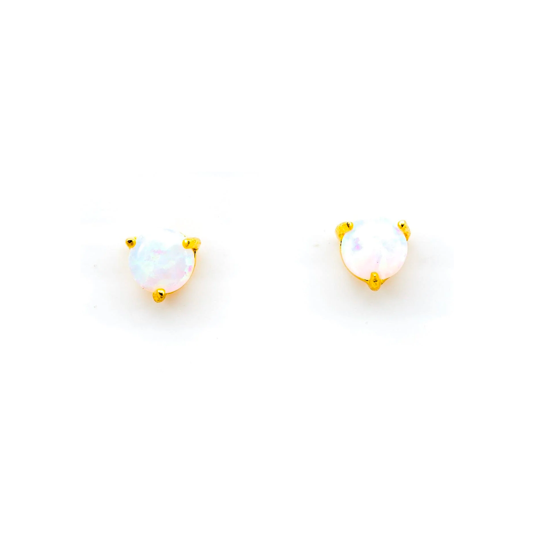 Gold Vermeil White Opal Post Earrings
