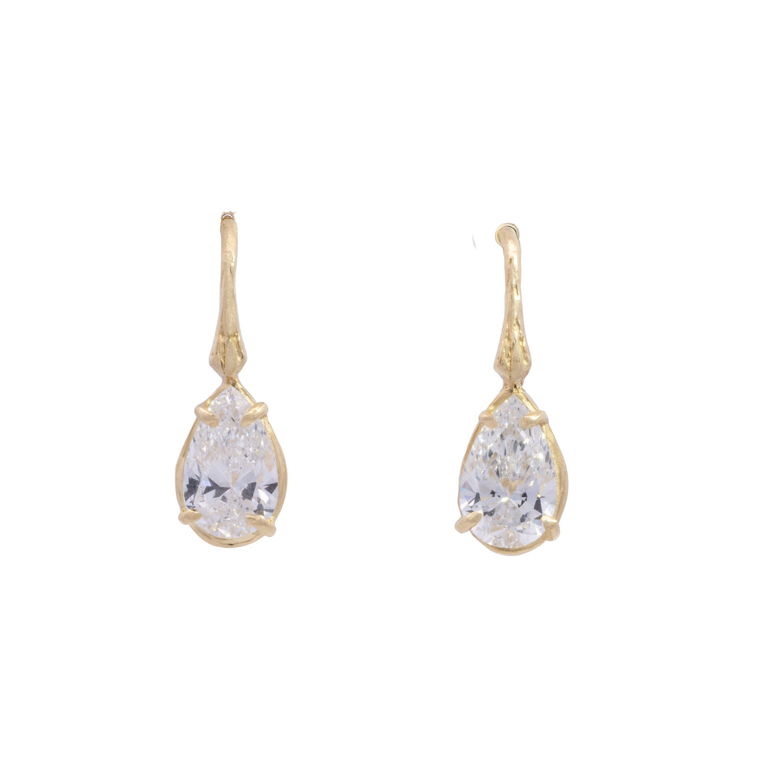 2.00 tcw Pear Shaped Lab Grown Diamond Post Drop Earrings
