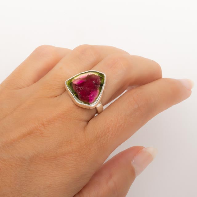 Asymmetrical Watermelon Tourmaline Ring