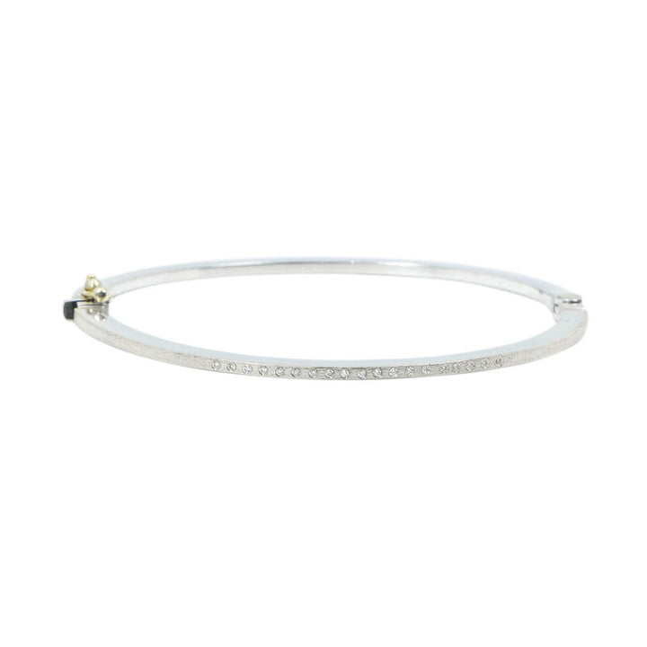 1.8mm Laura White Gold Diamond Bangle Bracelet