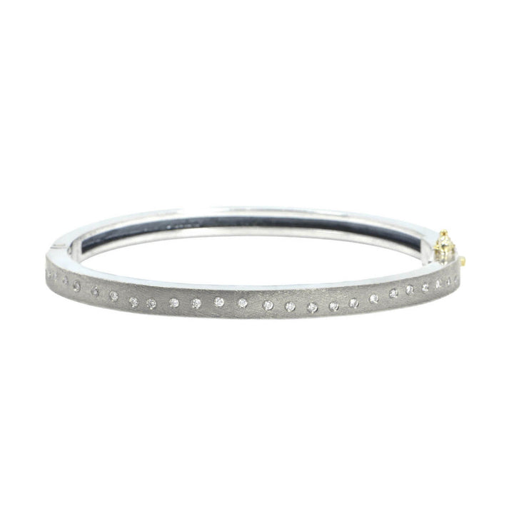 4mm Rene All Diamond Gold & Silver Bangle Bracelet