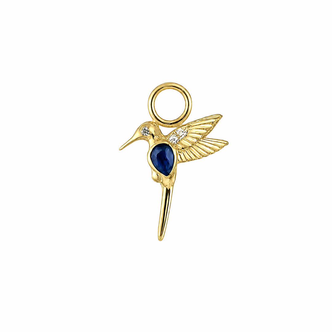 Tiny Colibri Diamond and Sapphire Charm