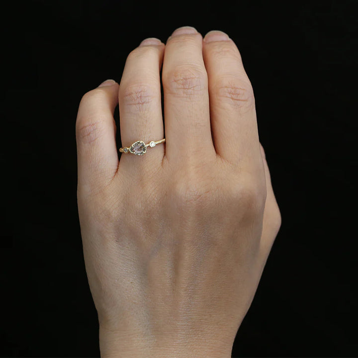 Dark Grey Rose Cut Diamond Muguet Ring
