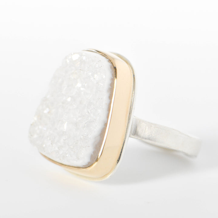 Brazilian White Druzy Ring