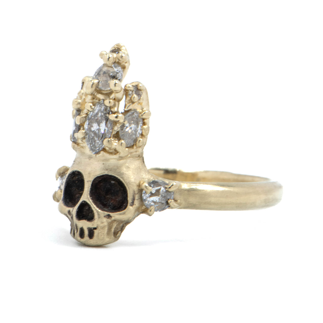 Diamond Crown Skull Ring