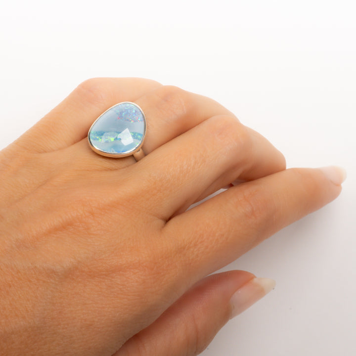 Asymmetrical Opal Triplet Ring
