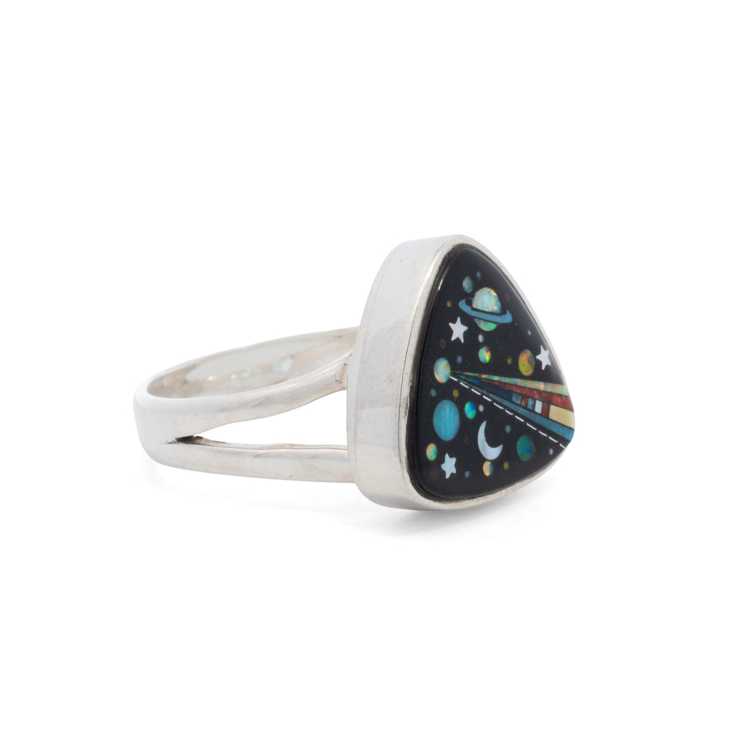 Triangular Galaxy Inlay Ring