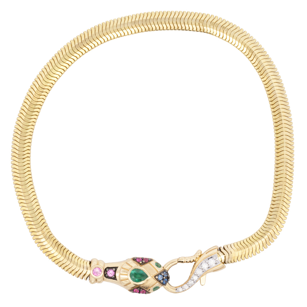 Bejeweled Serpent Double Sided Chain Bracelet