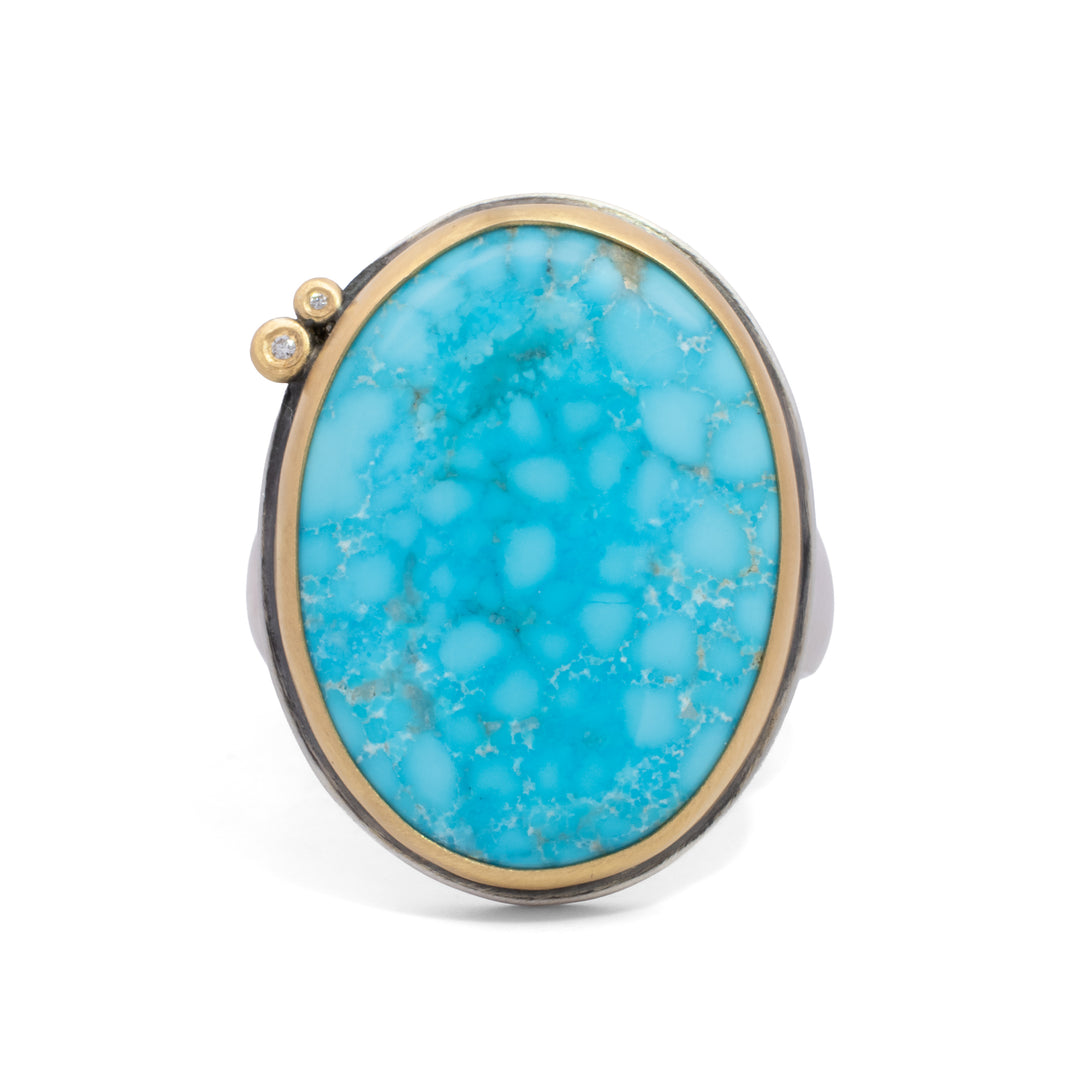 Kingman Turquoise and Diamond Ring