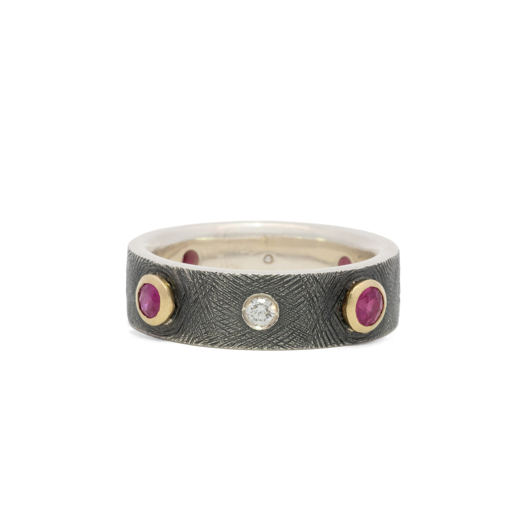 Junia Four Bezel Ruby with Diamond Ring