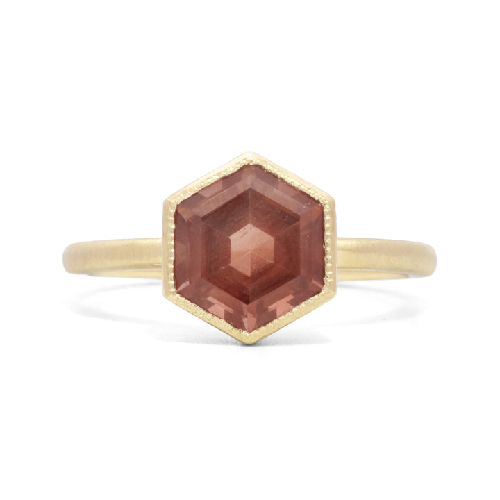 Hexagon Oregon Sunstone Ring