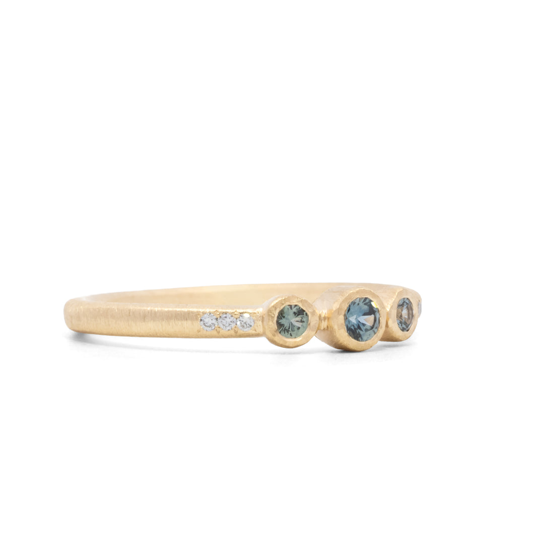 Triple Montana Sapphire & Diamond Ring