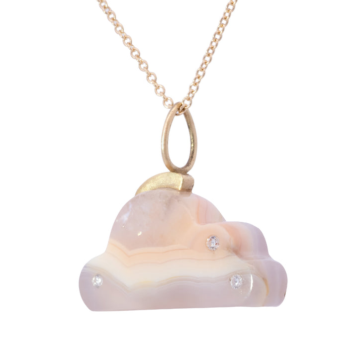 Pink Banded Agate with Diamond Cloud Shaped Charm