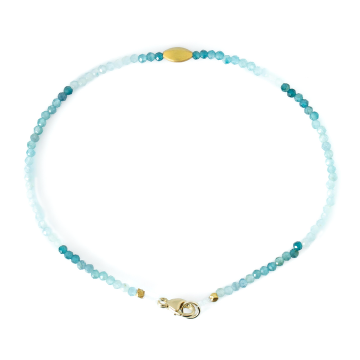 Grandidierite & Gold Bead Bracelet