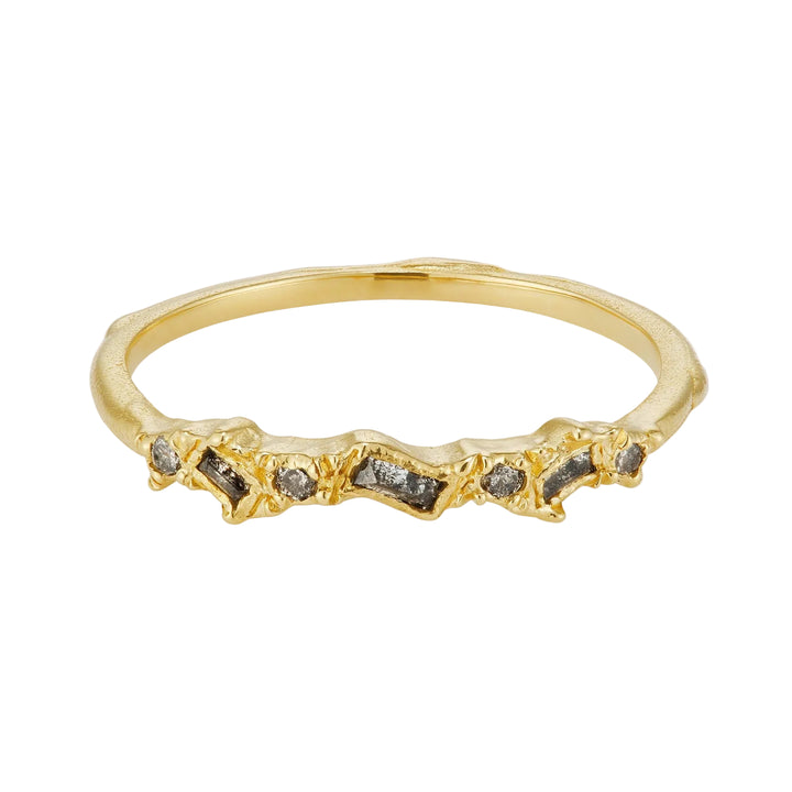 V 1.8mm Salt & Pepper Diamond Half Eternity Scatter Ring