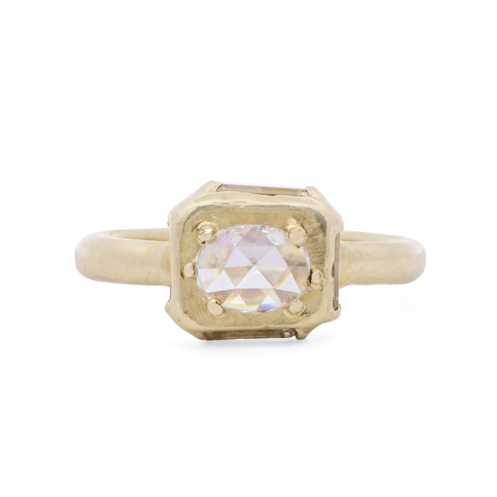 Oval Rose Cut Diamond Ring