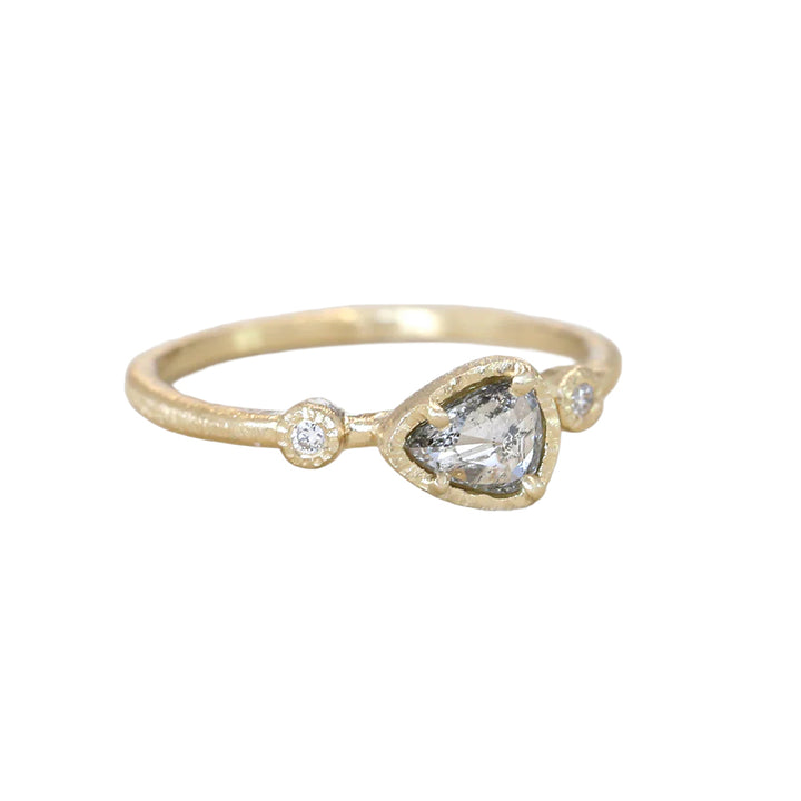 Dark Grey Rose Cut Diamond Muguet Ring