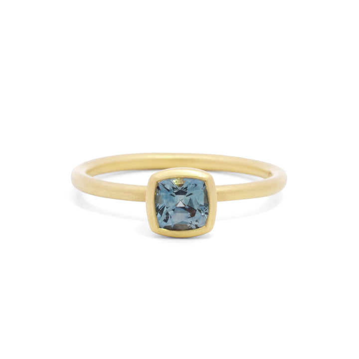 Montana Sapphire Cushion Cut Bezel Set Ring