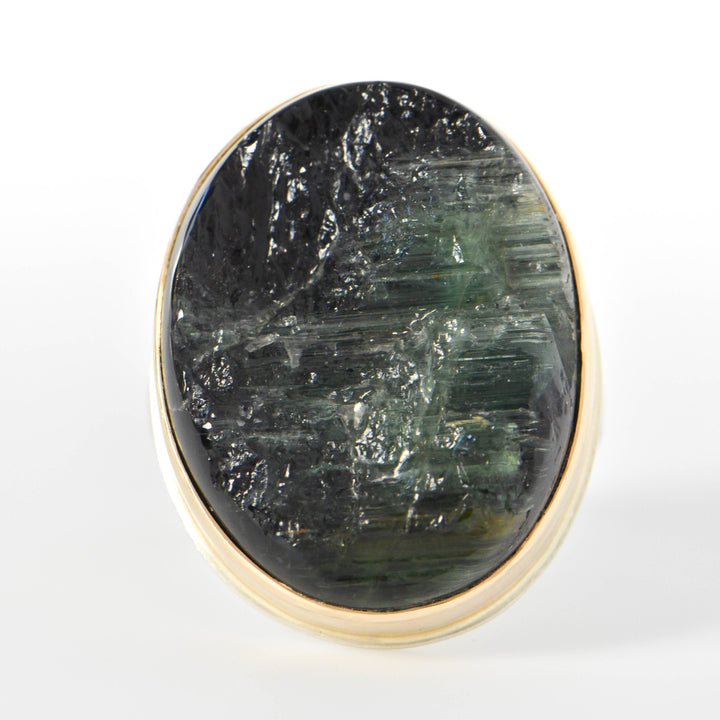 Surface Cut Green Tourmaline Ring