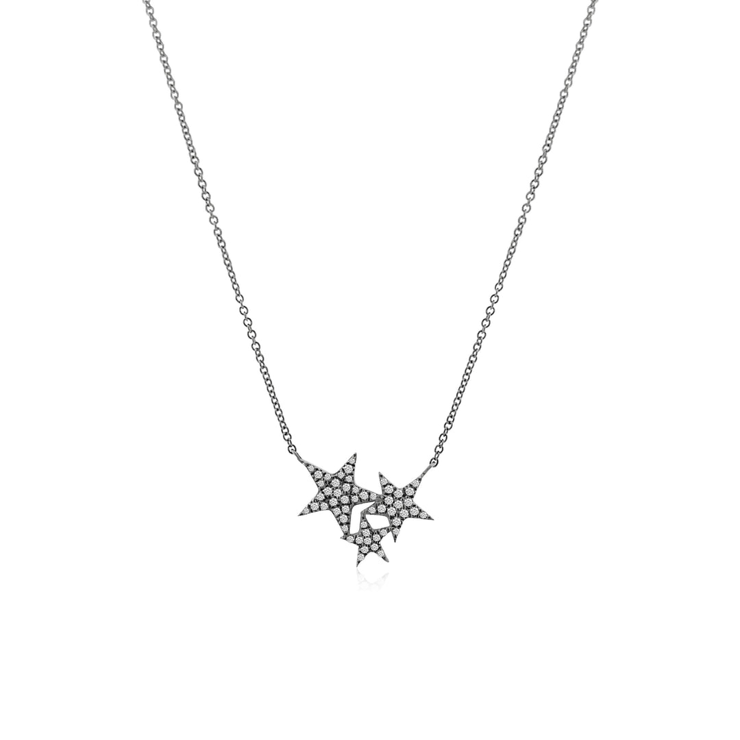 Triple Star Pavé Diamond Necklace