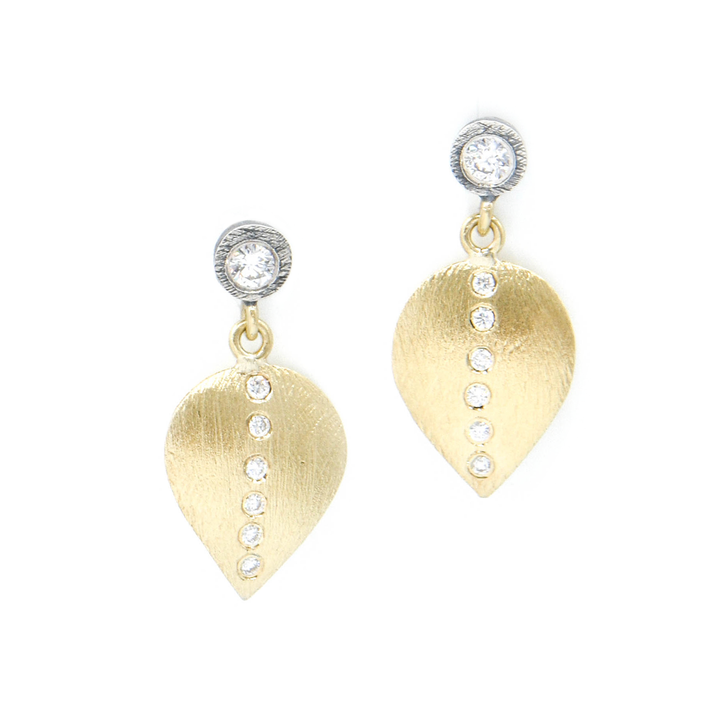 Cloe Medium Diamond Leaf Earrings