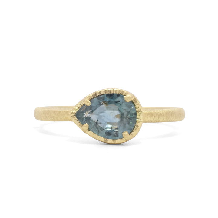Horizontal Pear Montana Sapphire Ring
