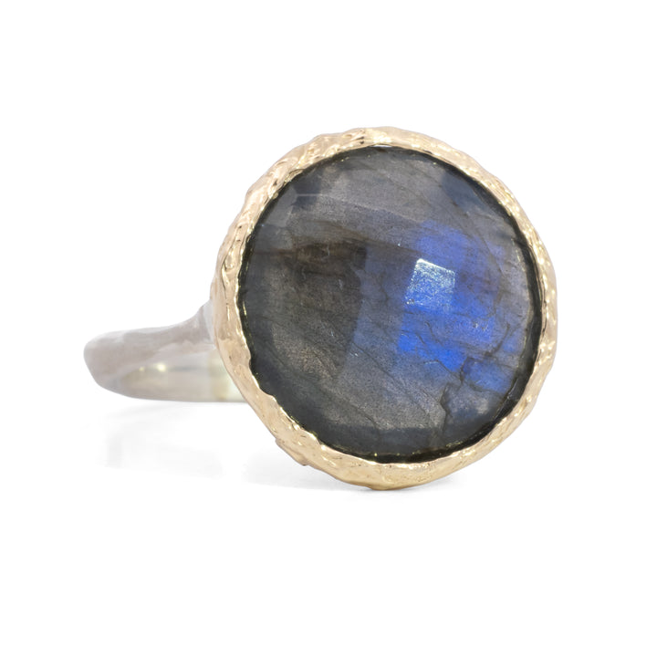 Round Faceted Labradorite Ring