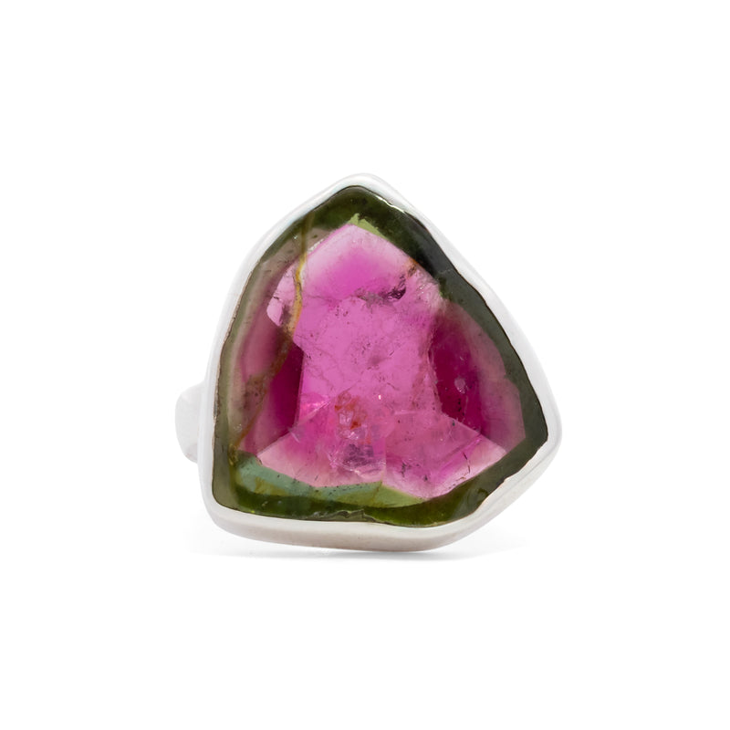 Asymmetrical Watermelon Tourmaline Ring