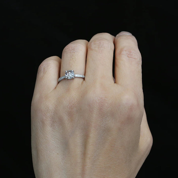 Rose Cut Salt & Pepper Diamond Ring
