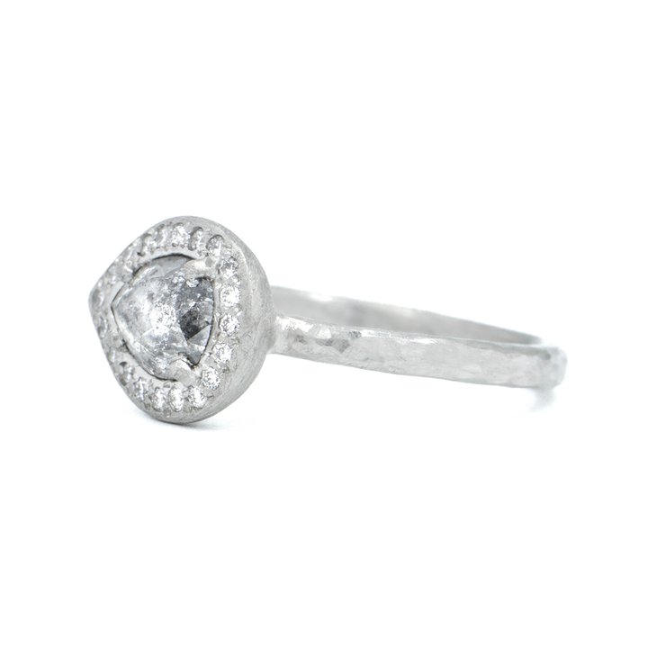 Grey Diamond Halo Ring