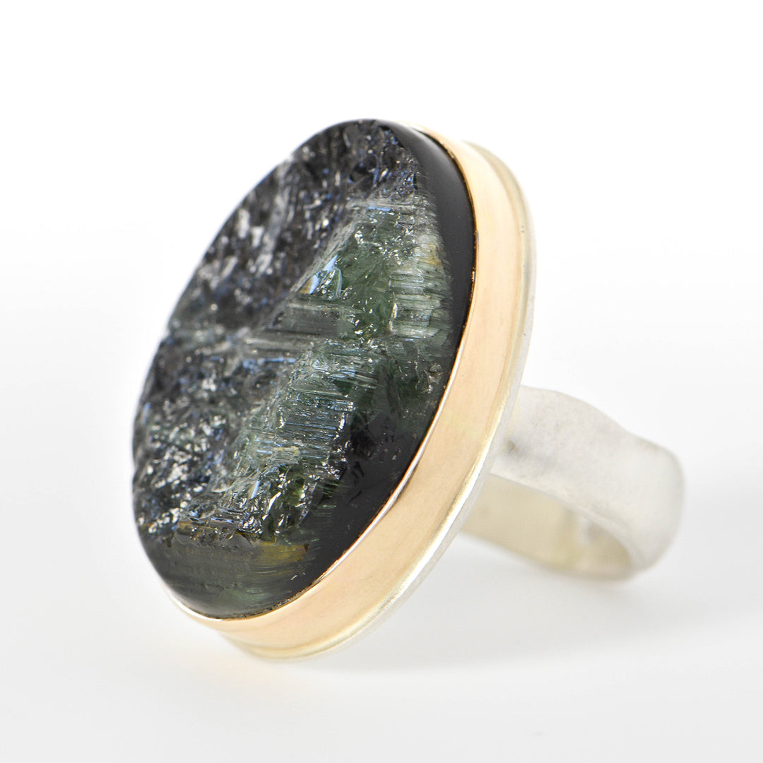 Surface Cut Green Tourmaline Ring