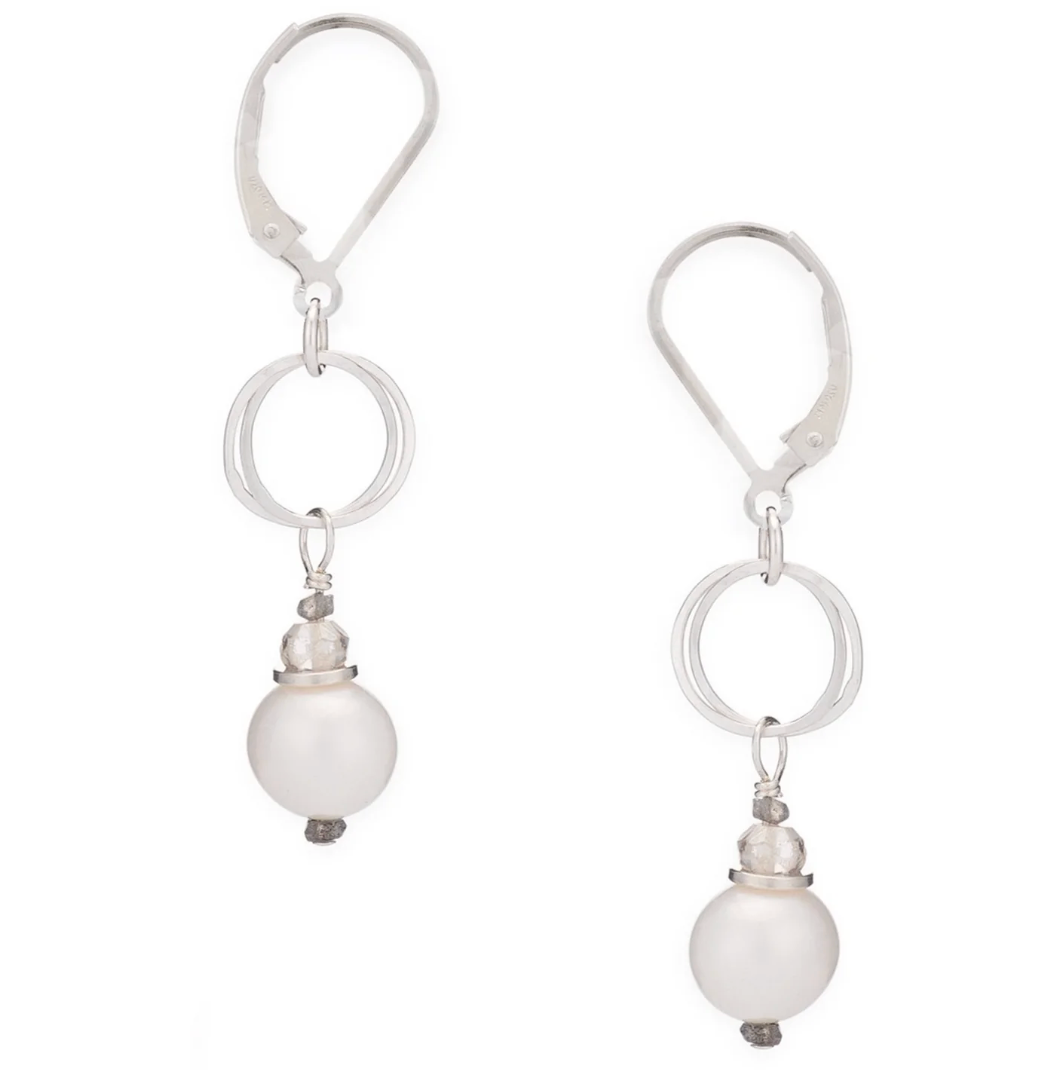 Audrey White Pearl Drop Earrings