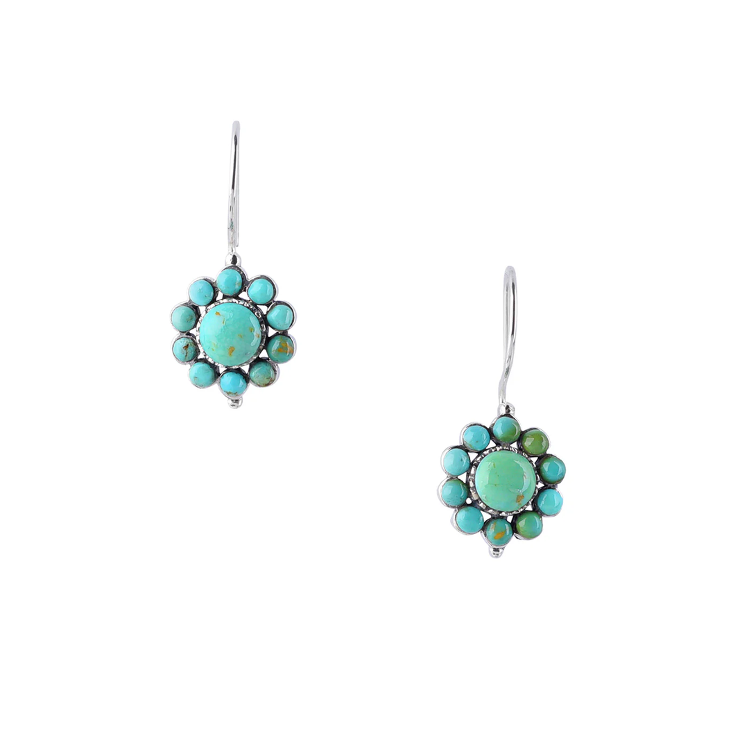 Turquoise Daisy Drop Earrings