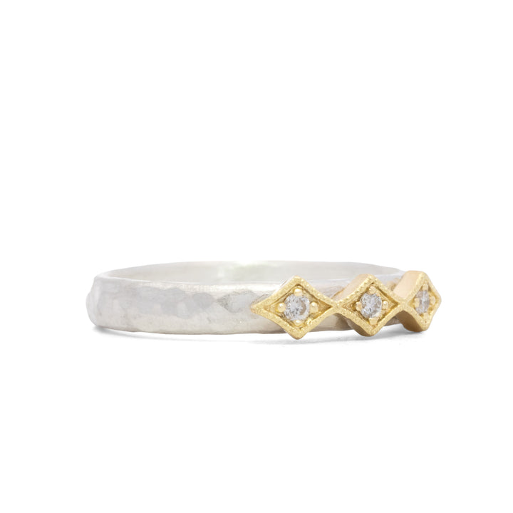 Triple Diamond Shaped Bezel Ring