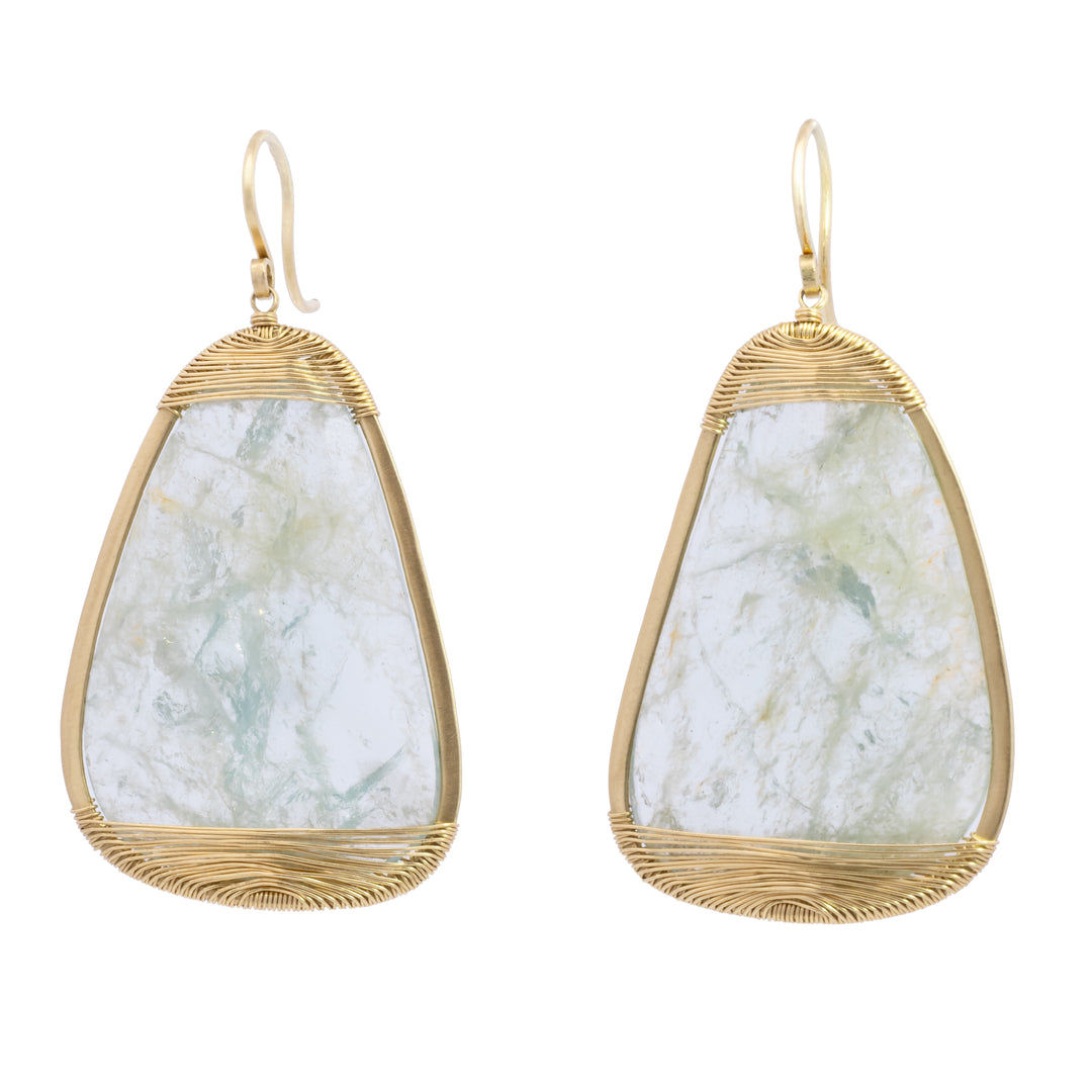 Aquamarine Wire Wrapped Drop Earrings