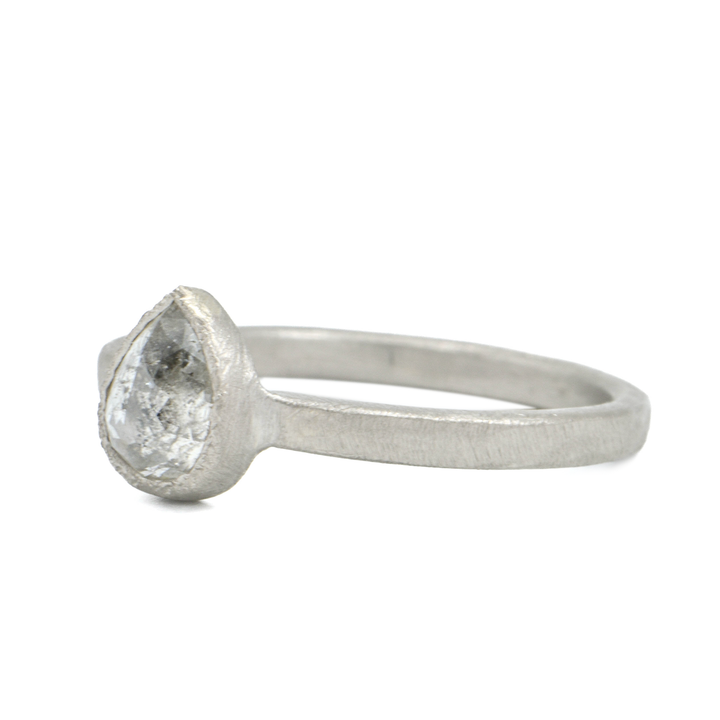 Grey Teardrop Diamond Ring