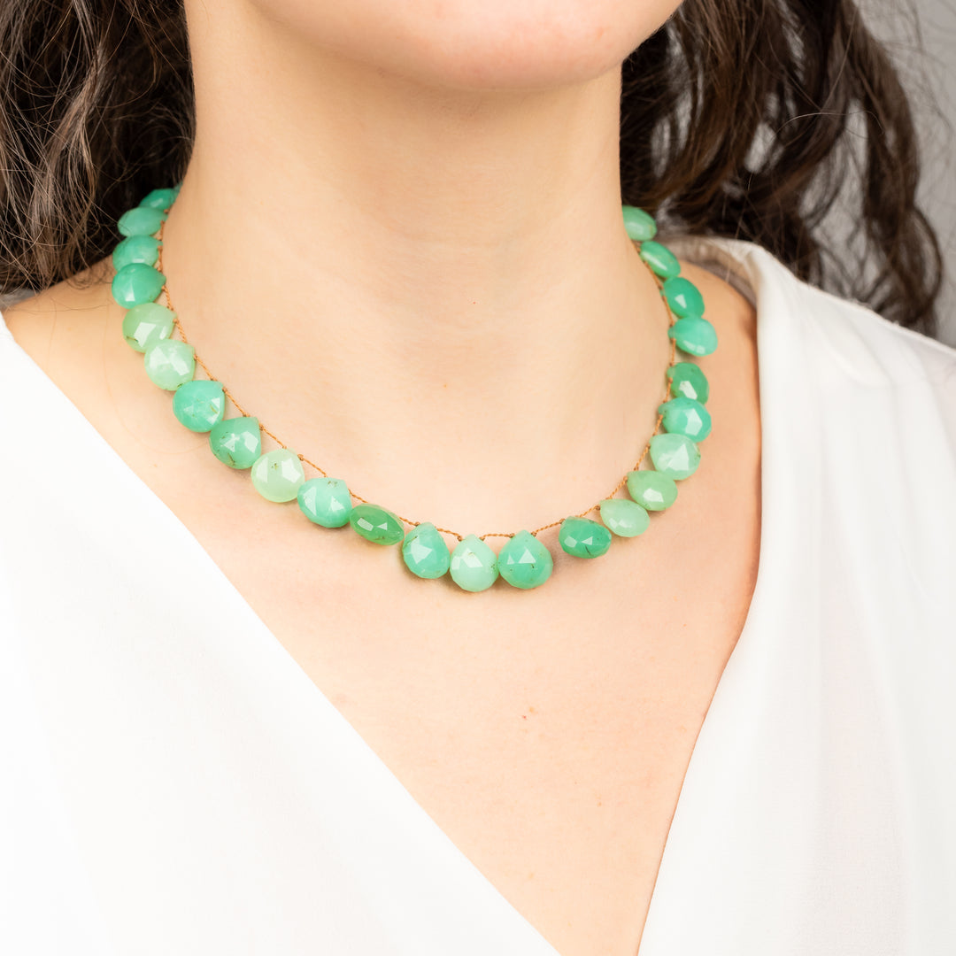 Chrysoprase Faceted Teardrop Necklace