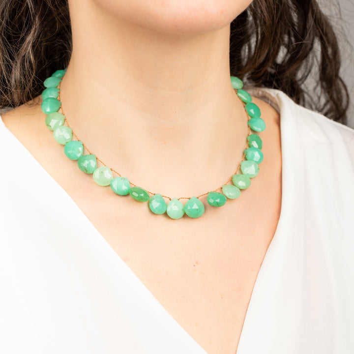 Chrysoprase Faceted Teardrop Necklace