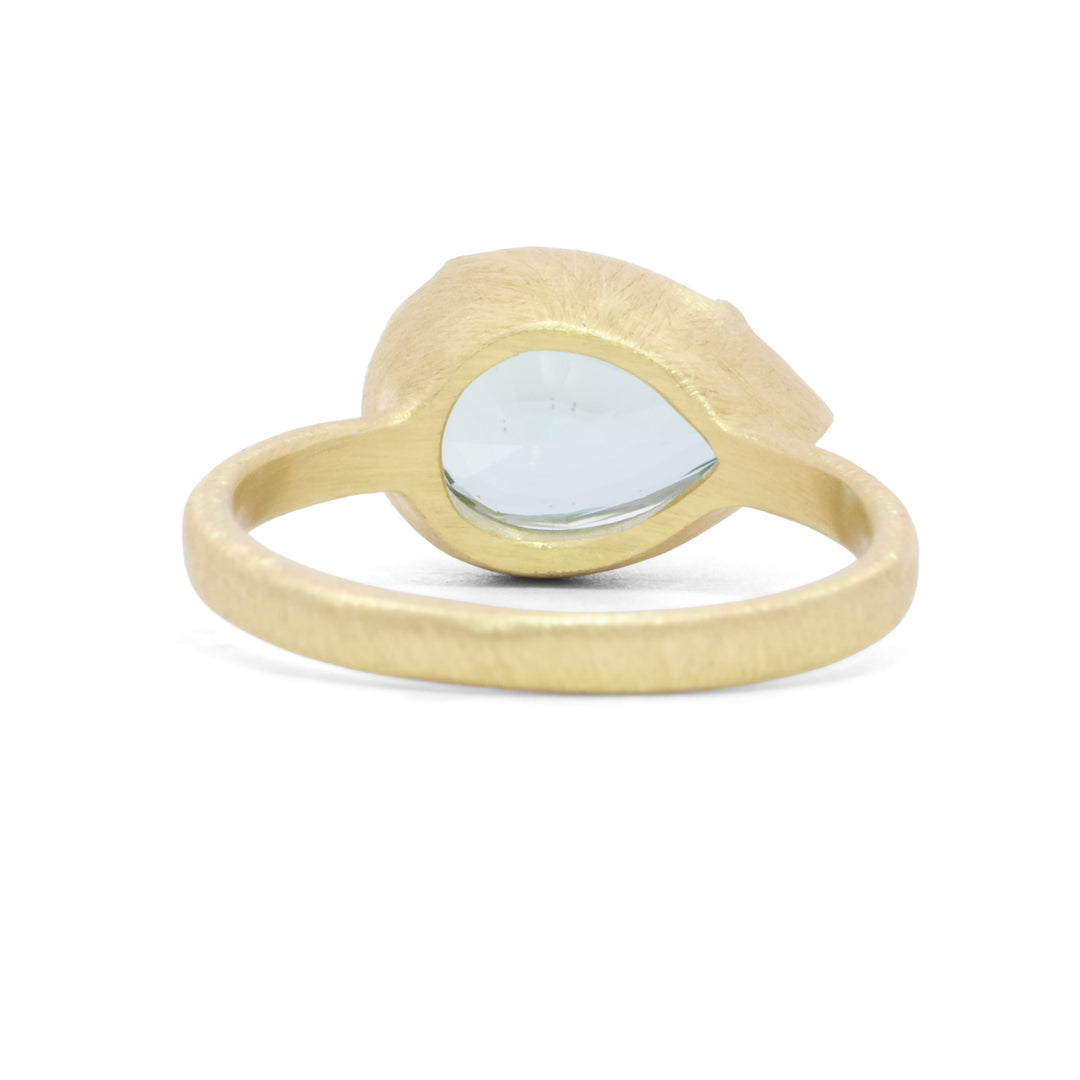 Horizontal Pear Seafoam Tourmaline Ring