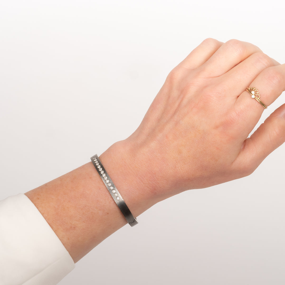 Linea 6 mm Silver and Diamond Bracelet
