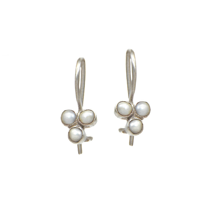 Dainty Pearl Clover Drop Earrings