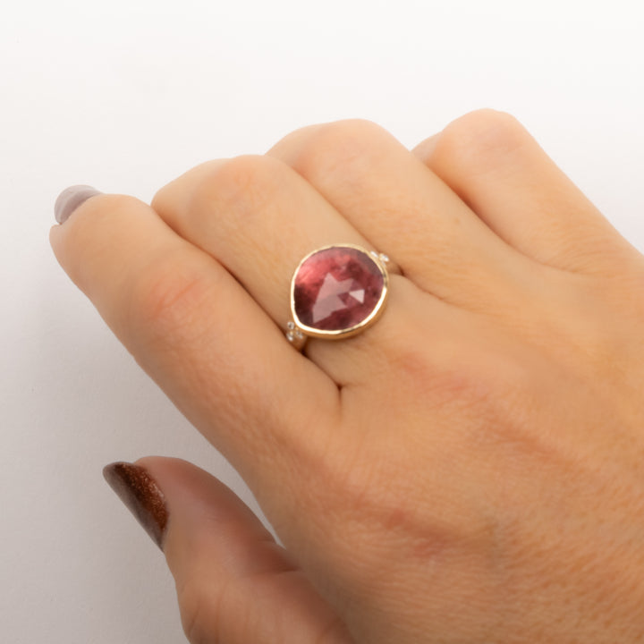 Pink Tourmaline & Diamond Ring